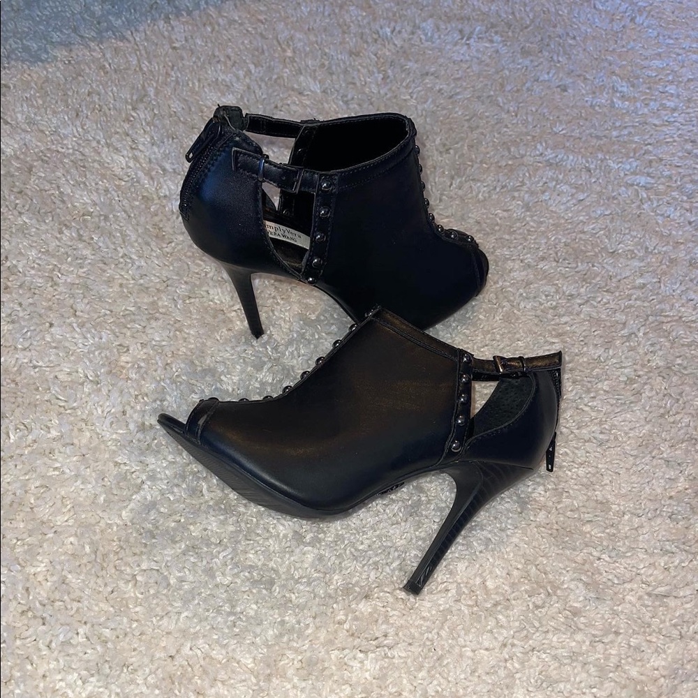 Simply Vera by Vera Wang Black Leather Bootie Heels